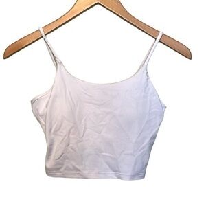 One crop top tank top/ sports bra padding and slits for removal,white,size small